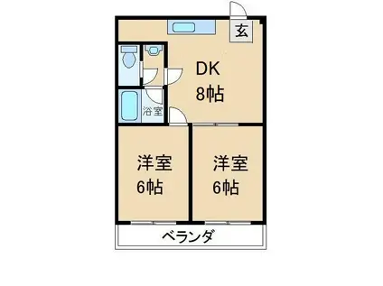 レジデンスエクセレ(2DK/2階)の間取り写真