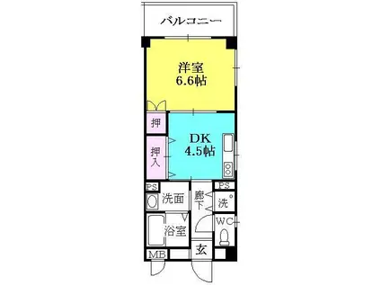 ジュエリーウォール(1DK/3階)の間取り写真