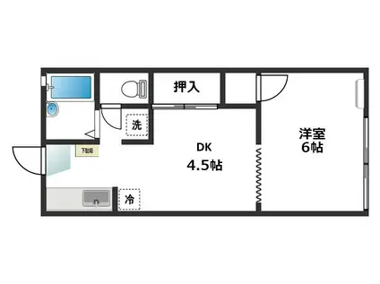 フラットAII(1DK/2階)の間取り写真