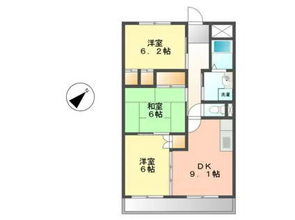 フローラ日の出(3DK/2階)の間取り写真