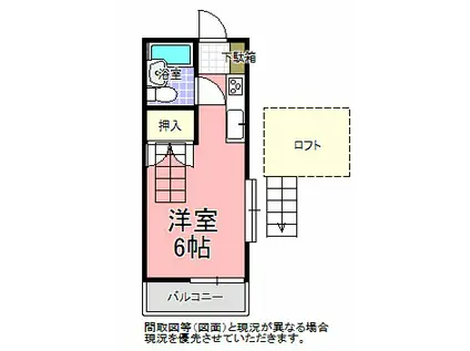 ヤングパレスB&J(ワンルーム/2階)の間取り写真