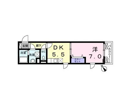 メゾン ド ルナロッサ(1DK/3階)の間取り写真