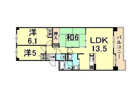 パレスエクセル仁川(3LDK/4階)の間取り写真