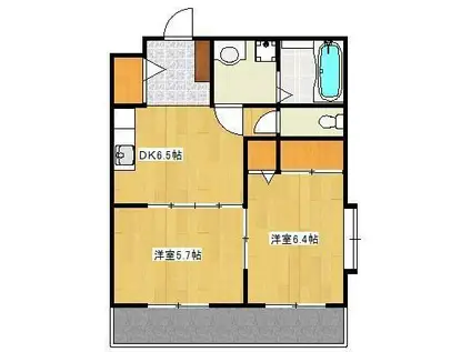 スクエア浄行寺(2DK/2階)の間取り写真