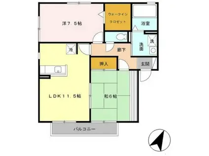 ビューハイツ西蒲田(2LDK/1階)の間取り写真