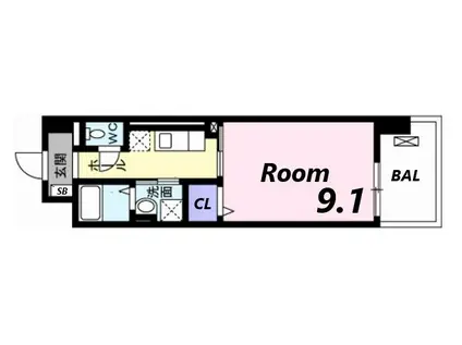 ポーシェガーデン3(1K/4階)の間取り写真