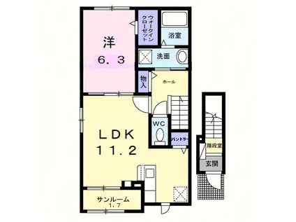 フレ一シュ・ベル B棟(1LDK/2階)の間取り写真