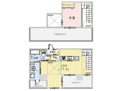 オーキッドレジデンス神戸三宮(1LDK/13階)の間取り写真