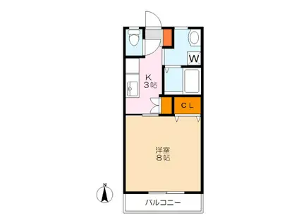 ドゥ・サラ(1K/2階)の間取り写真