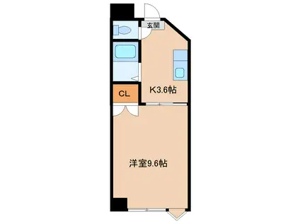 クレセントいづみ(1K/4階)の間取り写真