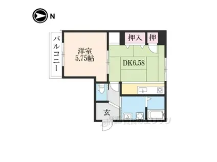 ＪＲ山陰本線 二条駅 徒歩15分 5階建 築9年(1DK/3階)の間取り写真