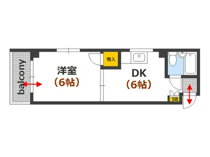 エクセル富士見(1DK/3階)の間取り写真