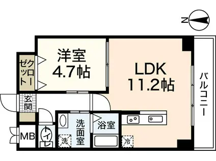 ルネス・クレアーレヴェント(1LDK/4階)の間取り写真