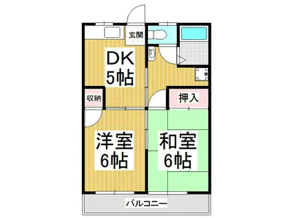 パインパレス(2DK/3階)の間取り写真