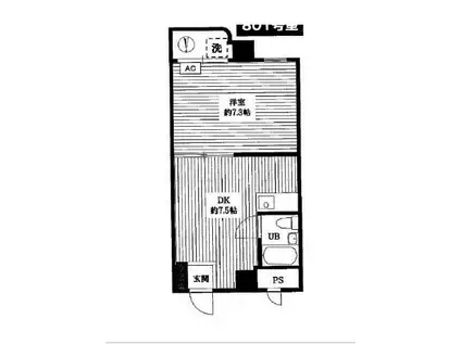 後楽園キャステール(1DK/8階)の間取り写真