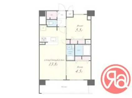 セイワパレス美章園駅前(2LDK/8階)の間取り写真