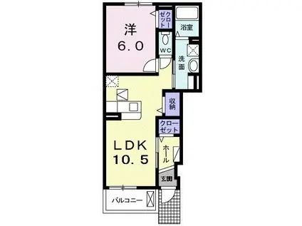 エスポワール山の街I(1LDK/1階)の間取り写真