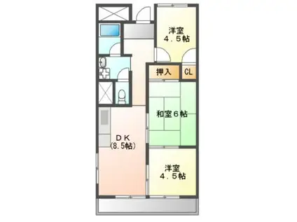 旭第2マンション(3DK/2階)の間取り写真