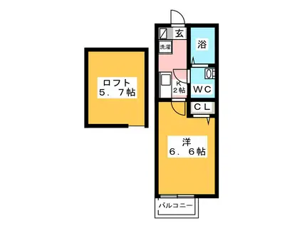 リヴェール羽沢横浜(1K/2階)の間取り写真