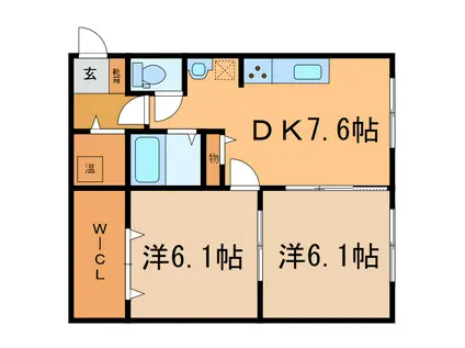 コーポ翼(2DK/1階)の間取り写真