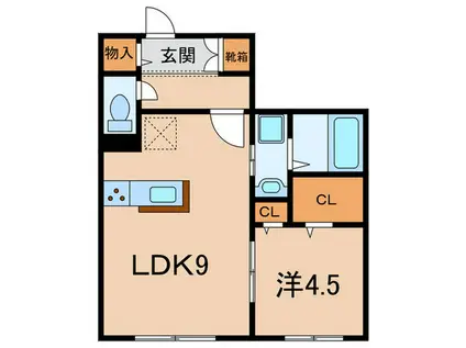 ベリテ神戸(1LDK/1階)の間取り写真