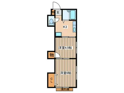 メゾンフジタ(2K/1階)の間取り写真