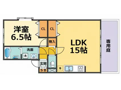 アパートメントFF(1LDK/1階)の間取り写真