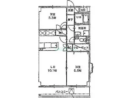 パークコート(2LDK/1階)の間取り写真
