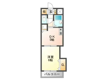 ノルデンハイムリバーサイド十三(1DK/1階)の間取り写真