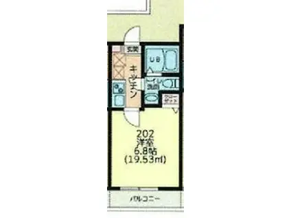 プラナス西谷I(1K/2階)の間取り写真