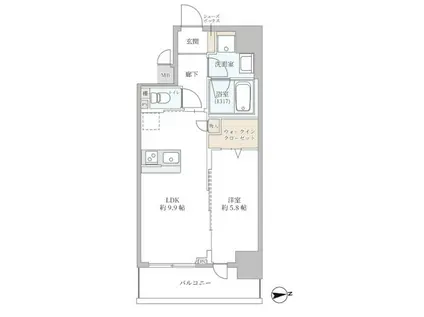K-NEXT・南森町(1LDK/5階)の間取り写真
