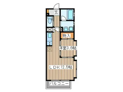 カーサ・デル・プラド北目町(1LDK/6階)の間取り写真