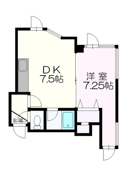 アクトビル(1DK/3階)の間取り写真