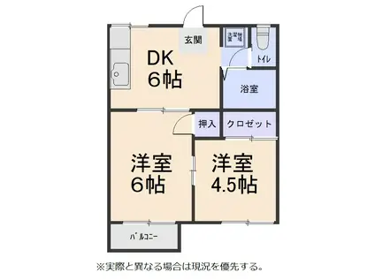 リゾートハイツ高木瀬(2DK/2階)の間取り写真