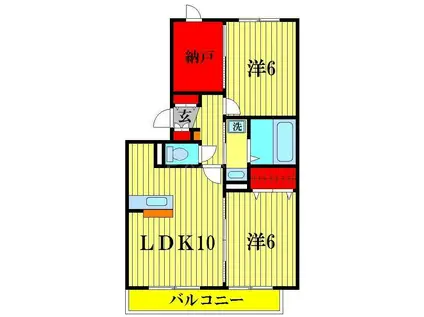 リバーサイドヴィラ ハピネス(2LDK/2階)の間取り写真