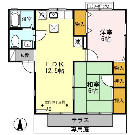 セジュール竹内A(2LDK/1階)の間取り写真