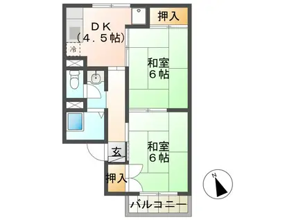 リトルハイツ(2DK/1階)の間取り写真