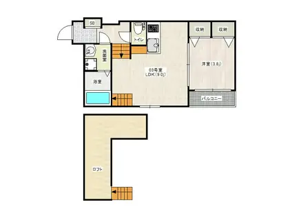 ジャスパー九大大橋(1LDK/2階)の間取り写真