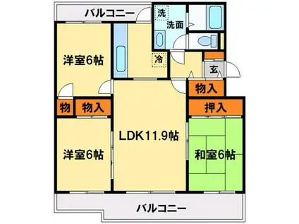 レジデンス柏(3LDK/4階)の間取り写真