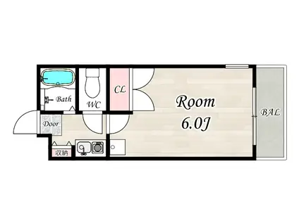 ＪＲ東海道本線 立花駅 徒歩9分 3階建 築30年(1K/2階)の間取り写真