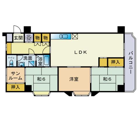 ライオンズマンション赤坂(3SLDK/2階)の間取り写真