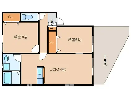 ガーデンハウス C(2LDK/1階)の間取り写真