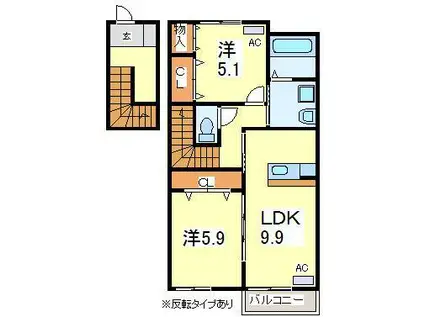 MEMORY A(2LDK/2階)の間取り写真