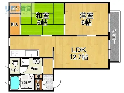 パークサイド安倉(2LDK/2階)の間取り写真