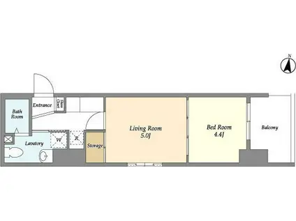 アクシーズタワー大門町(2K/3階)の間取り写真