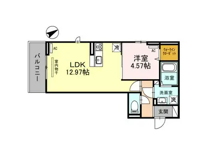 D-PLACE西飾磨 ABELIA(1LDK/2階)の間取り写真