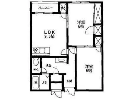 ハイツセシリア(2LDK/2階)の間取り写真