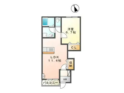 マリンハイムII(1LDK/1階)の間取り写真