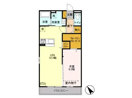 フィーロ(1LDK/2階)の間取り写真