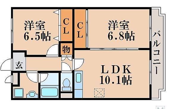 桜ユーミーマンション(2LDK/1階)の間取り写真